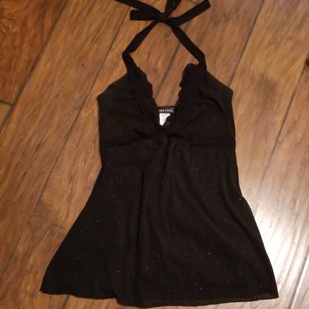 NWOT Juniors Wet Seal shimmery halter top
